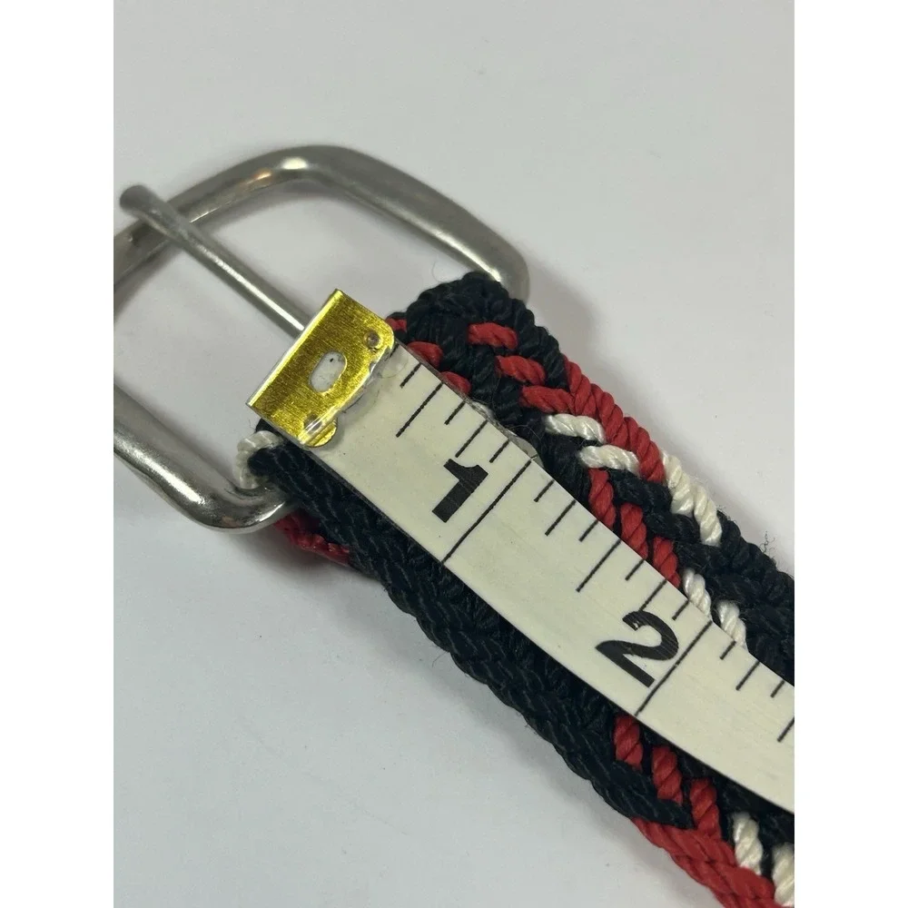 Vintage Western Corded Belt Red Black White Woven Stretch Rope Belt 48